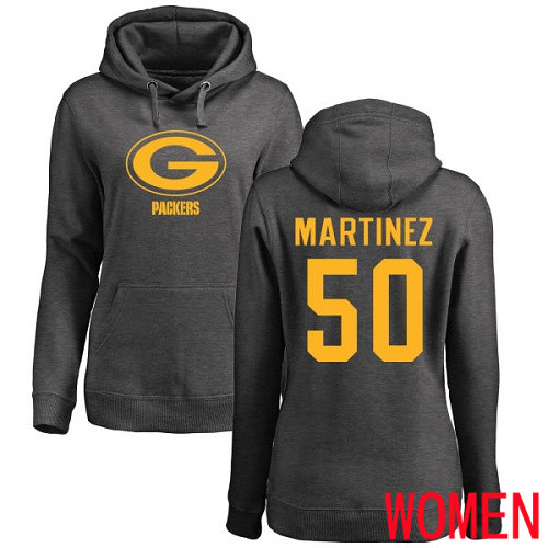 Green Bay Packers Ash Women #50 Martinez Blake One Color Nike NFL Pullover Hoodie Sweatshirts
